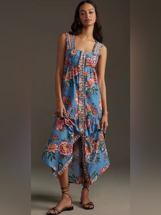 FARM Rio Dresses & Skirts - Farm Rio Wonderful Bouquet Blue Maxi Sleeveless Dress